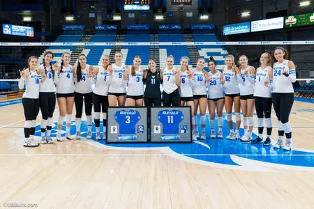 UB VOLLEYBALL SENIORS WITH THE TEAM