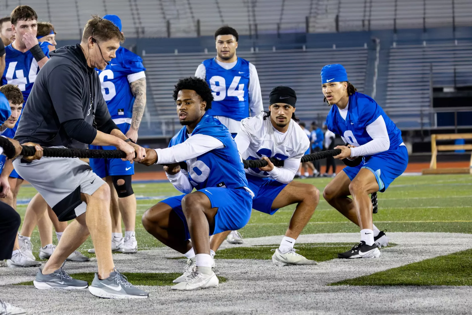 Players doing the tug of war