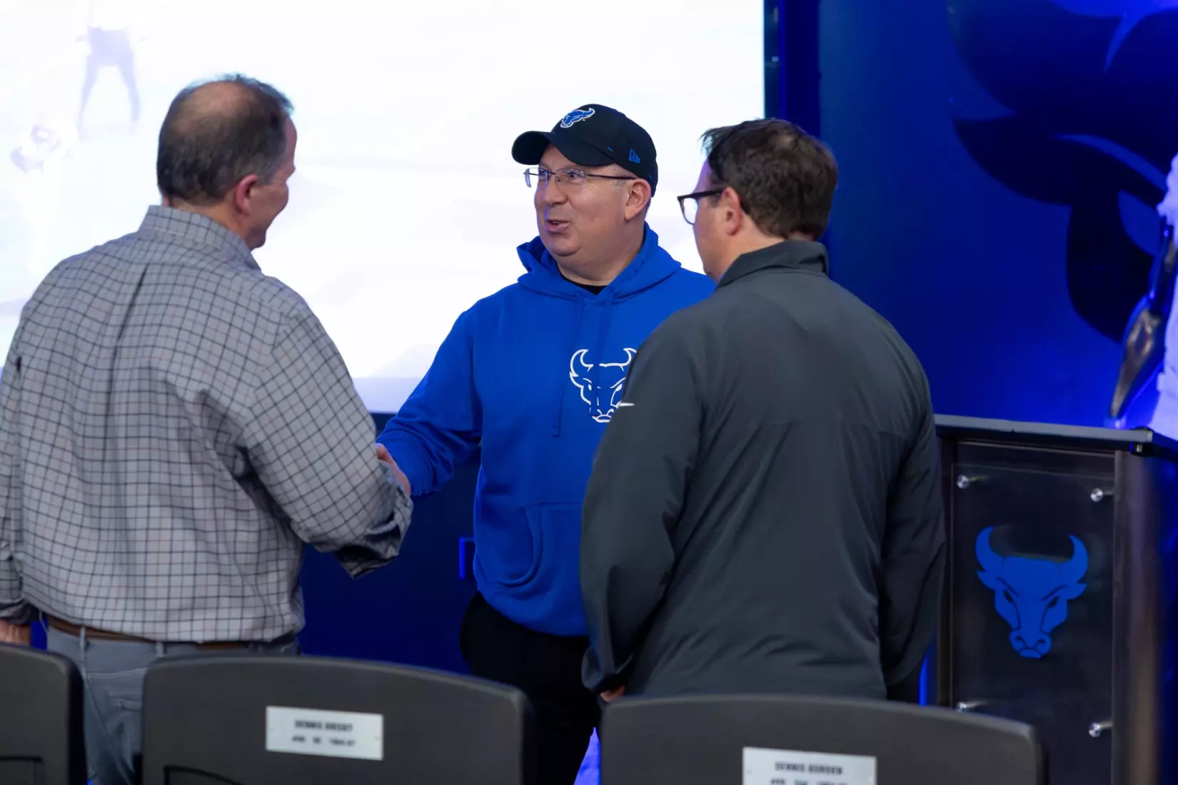 Pete Lembo speaking with donors
