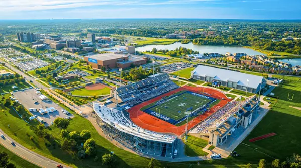 Aerial shot of campus