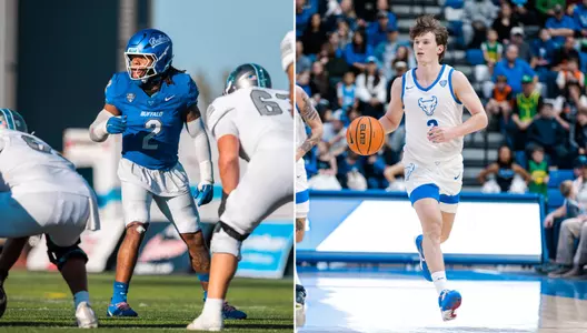 Red Murdock on the football field and Ryan Sabol on the basketball court