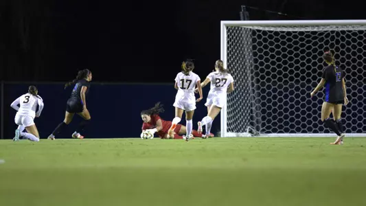 Sara Paul makes a save in a 2026 match at UC Santa Barbara