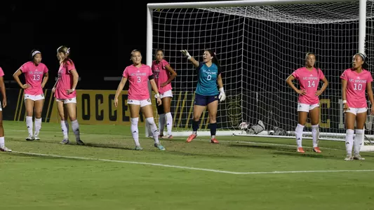UCI women's soccer sets up for a service into the box in a 2026 match vs. Long Beach State