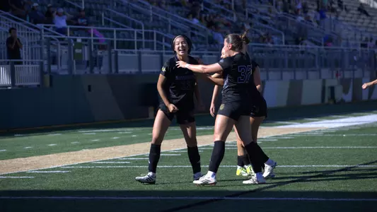 Mimi Yamamoto celebrates after a goal at Cal Poly in 2026