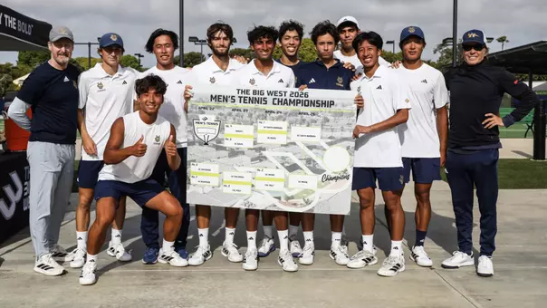UC Irvine men's tennis team with the Big West bracket