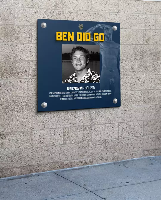 rendering of memorial plaque for Ben Carlson