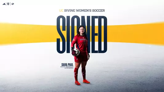 Sara Paul joins the women's soccer program in a graphic announcing that