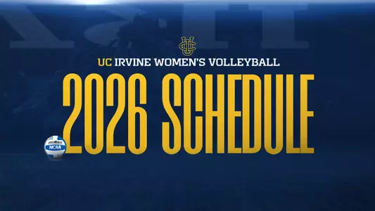 Graphic announcing the release of the 2026 women's volleyball schedule