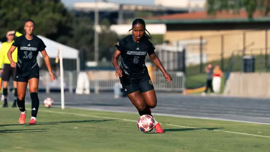 Mimi Dominguez heads upfield in an exhibition match vs. Arizona in 2026