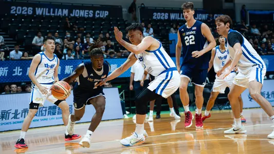 Torian Lee and Olivier Rioux run the offensive in a matchup vs. Chinese Taipei White in the 2026 William Jones Cup