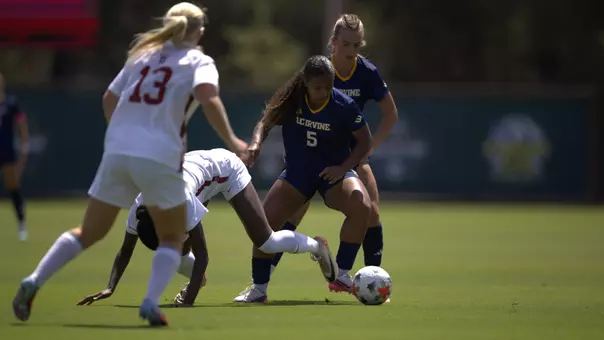Mimi Dominguez and Ariane Haysman Boaler battle with the Stanford defense in a 2026 road match