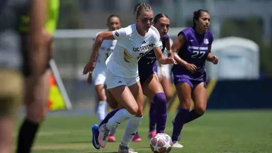 Ariane Haysman Boaler takes the ball upfield in a 2026 match vs. Grand Canyon