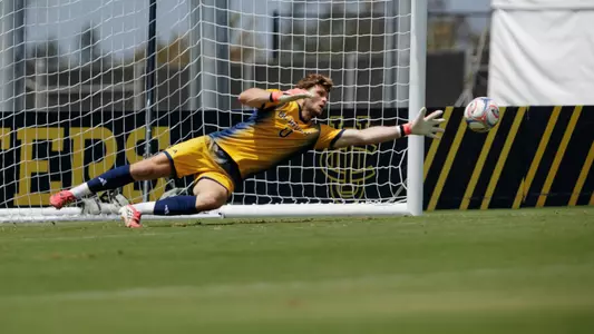 Scott Williams stretches out for a save in a preseason exhibition in 2026