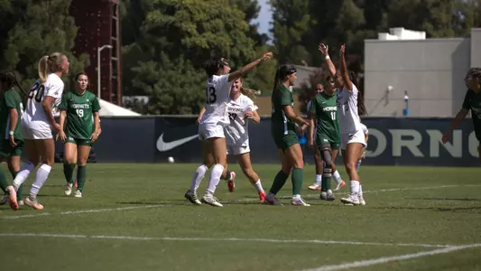 Mimi Yamamoto celebrates with her teammates following her 87th-minute game-tying goal at Sacramento State