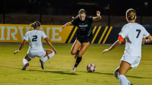 Ariane Haysman Boaler dances through the Utah Valley defense in a 2026 match in Anteater Stadium