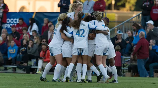 The Bruins celebrate Kodi Lavrusky's early goal in a 2-0 win over Stanford