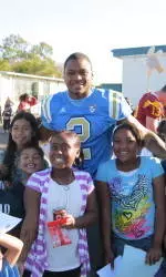 Football Players Visit 186th Elementary School