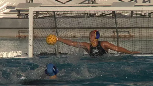 Sami Hill saves a shot against USC. 5-10-14