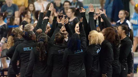 2015 UCLA Gymnastics Team (photo by Don Liebig)