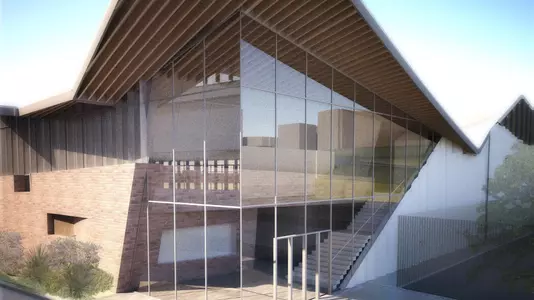 Ostin Basketball Center Vaulted Roof Entry