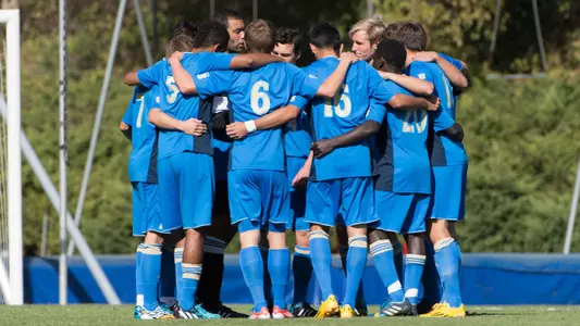 UCLA Men's Soccer Team Huddle (Photo by Don Liebig)
