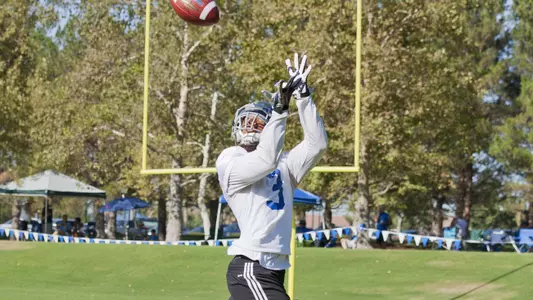 Randall Goforth goes through a drill at 2015 training camp
