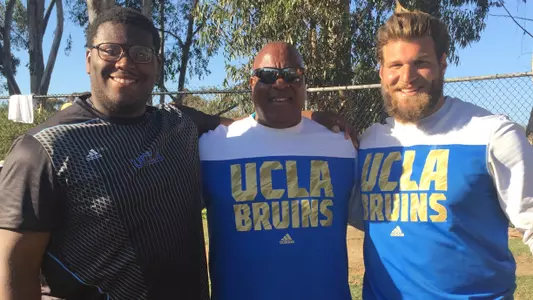 UCLA throwers celebrate after a great showing at the Triton Invitational