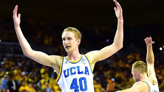Thomas Welsh celebrates during UCLA's victory against Kentucky
