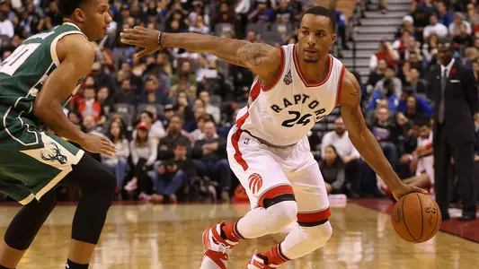 Norman Powell in action with the Toronto Raptors in 2015-16