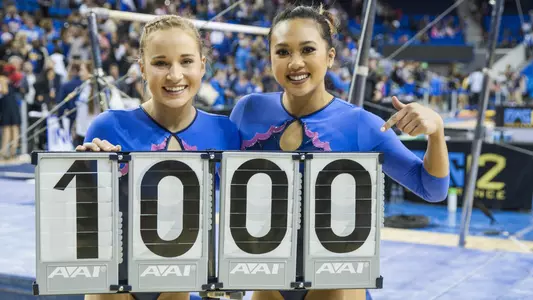 Madison Kocian and Peng-Peng Lee (photo by Katie Meyers)