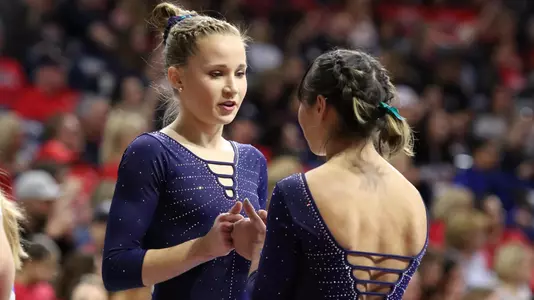 Madison Kocian and Katelyn Ohashi (photo by Richard Quinton)
