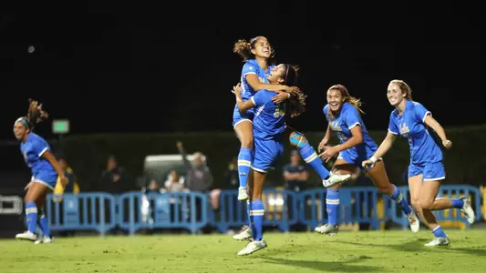 The Bruins celebrate Viviana Villacorta's game-winner over USC