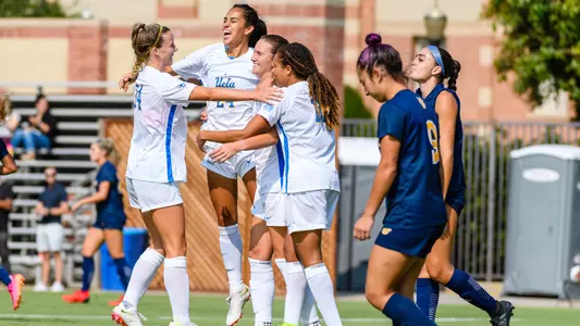 UCLA celebrates Maricarmen Reyes' goal against UC Irvine
