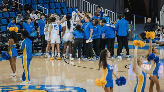 UCLA Women's Basketball huddle vs. Troy (Nov. 13)