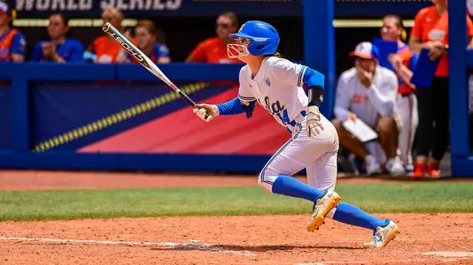 Oklahoma City, OK - June 5, 2022 - ASA Hall of Fame Stadium: Kelli Godin (14) of the University of California Los Angeles (UCLA) Bruins during the 2022 Women's College World Series.(Photo by Joshua R. Gateley / ESPN Images)