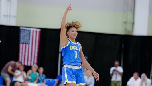 Kiki Rice celebrates hitting a three_vs. UConn (Nov. 24)