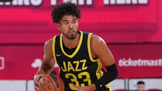 Johnny Juzang (33, Utah Jazz), vs. Phoenix Suns during the 2023 NBA Las Vegas Summer League, July 14, 2023, Las Vegas, Nevada. NOTE TO USER: User expressly acknowledges and agrees that, by downloading and or using this photograph, User is consenting to the terms and conditions of the Getty Images License Agreement. Mandatory Copyright Notice: Copyright 2023 NBAE (Photo by Bart Young/NBAE via Getty Images)