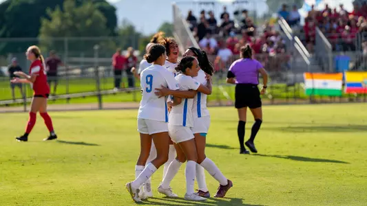 UCLA celebrates Bridgette Marin-Valencia's goal
