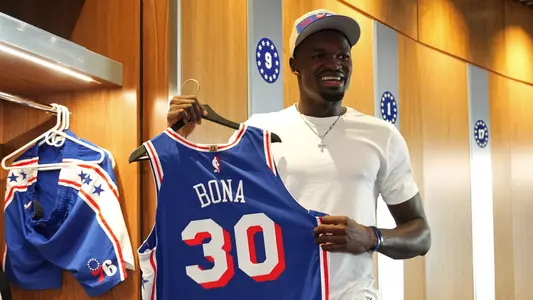 Adem Bona, Philadelphia 76ers, at 2024 NBA Draft press conference