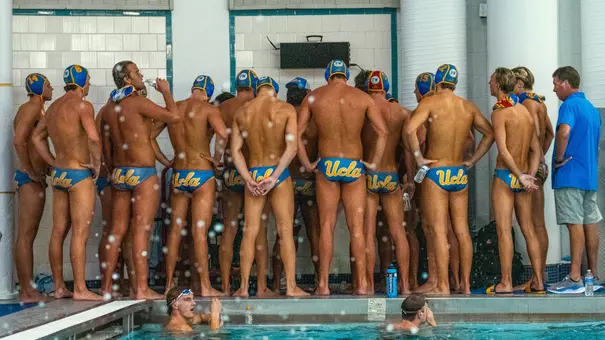 UCLA team huddle vs. Pro Recco