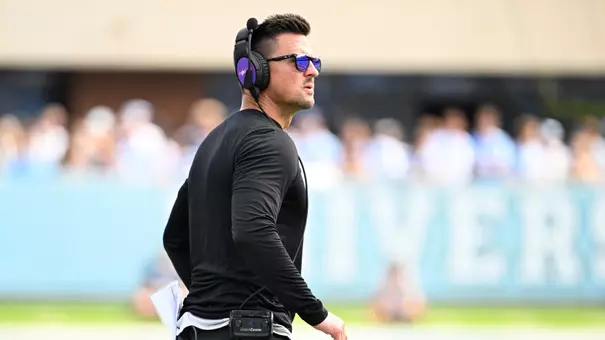 Sep 21, 2024; Chapel Hill, North Carolina, USA; James Madison Dukes head coach Bob Chesney on the sidelines in the second quarter at Kenan Memorial Stadium. Mandatory Credit: Bob Donnan-Imagn Images