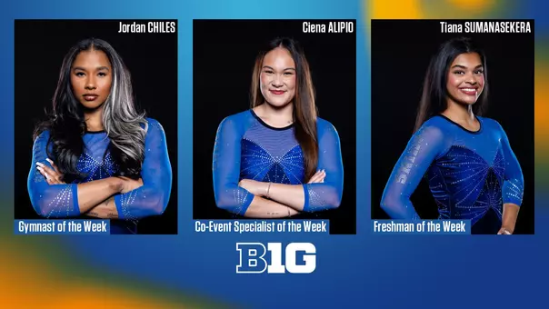 Big Ten Weekly Award Winners Jordan Chiles, Ciena Alipio, Tiana Sumanasekera