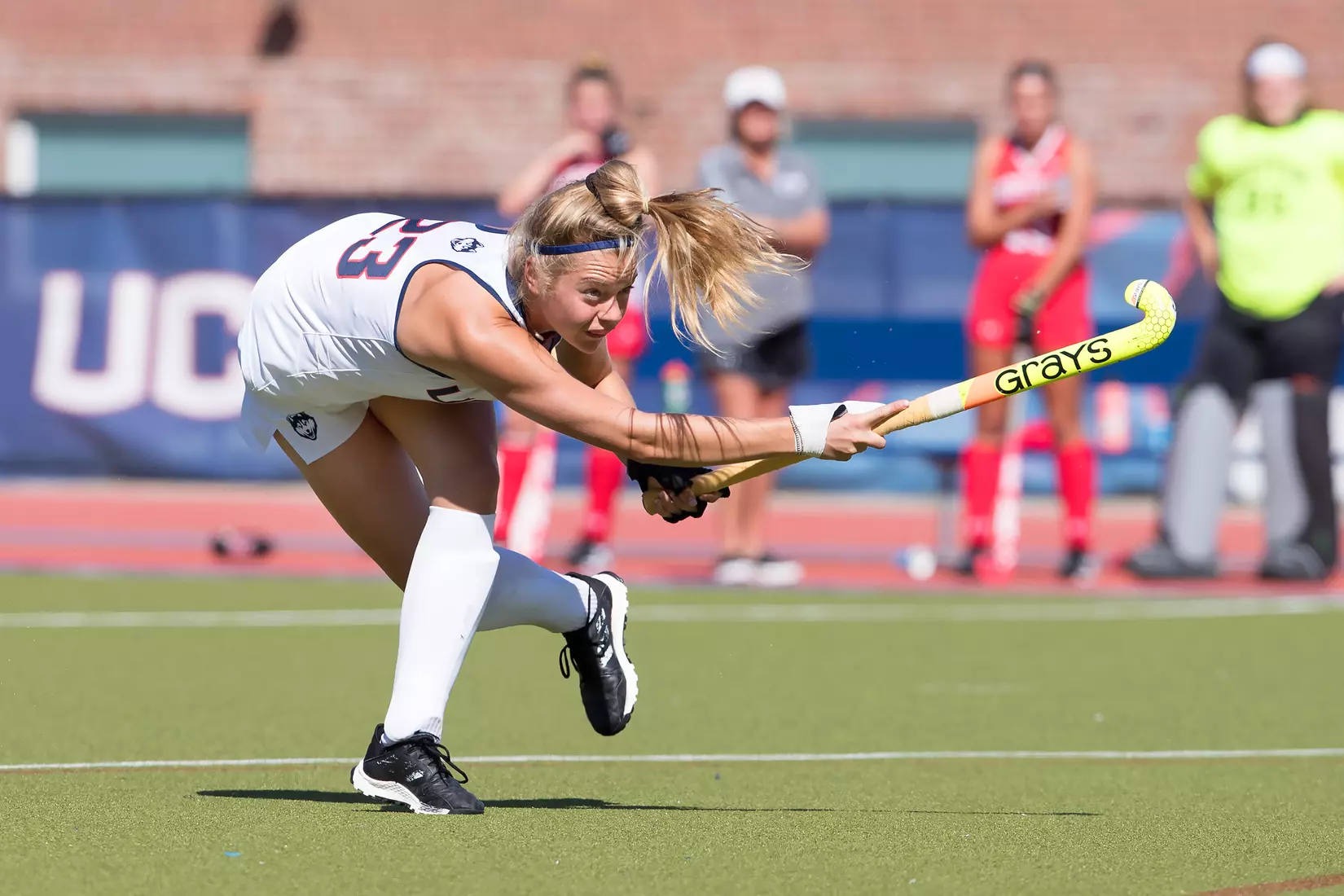 Abby Gooderham passes the ball vs. Boston University.