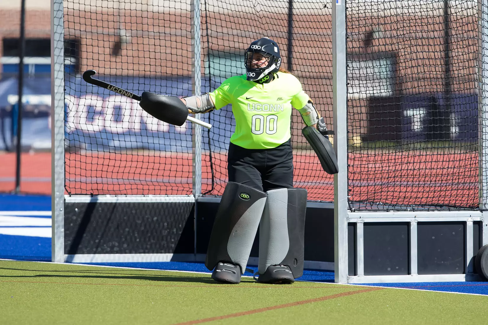 Cheyenne Sprecher stands in the goal.