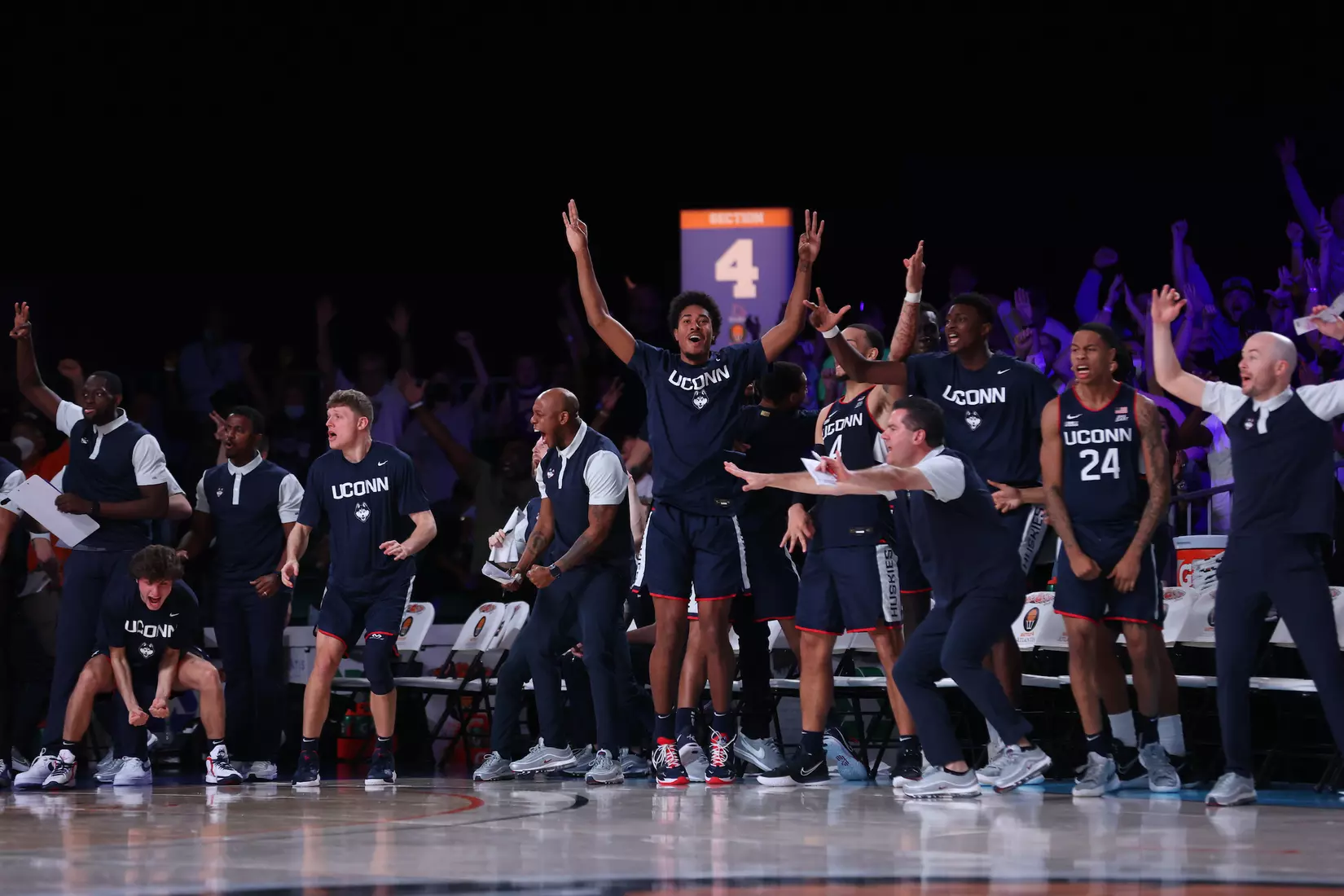 Connecticut Huskies at the Battle 4 Atlantis Wednesday, November 24, 2021 at Atlantis, Paradise Island in the Bahamas. (Photo by Tim Aylen)