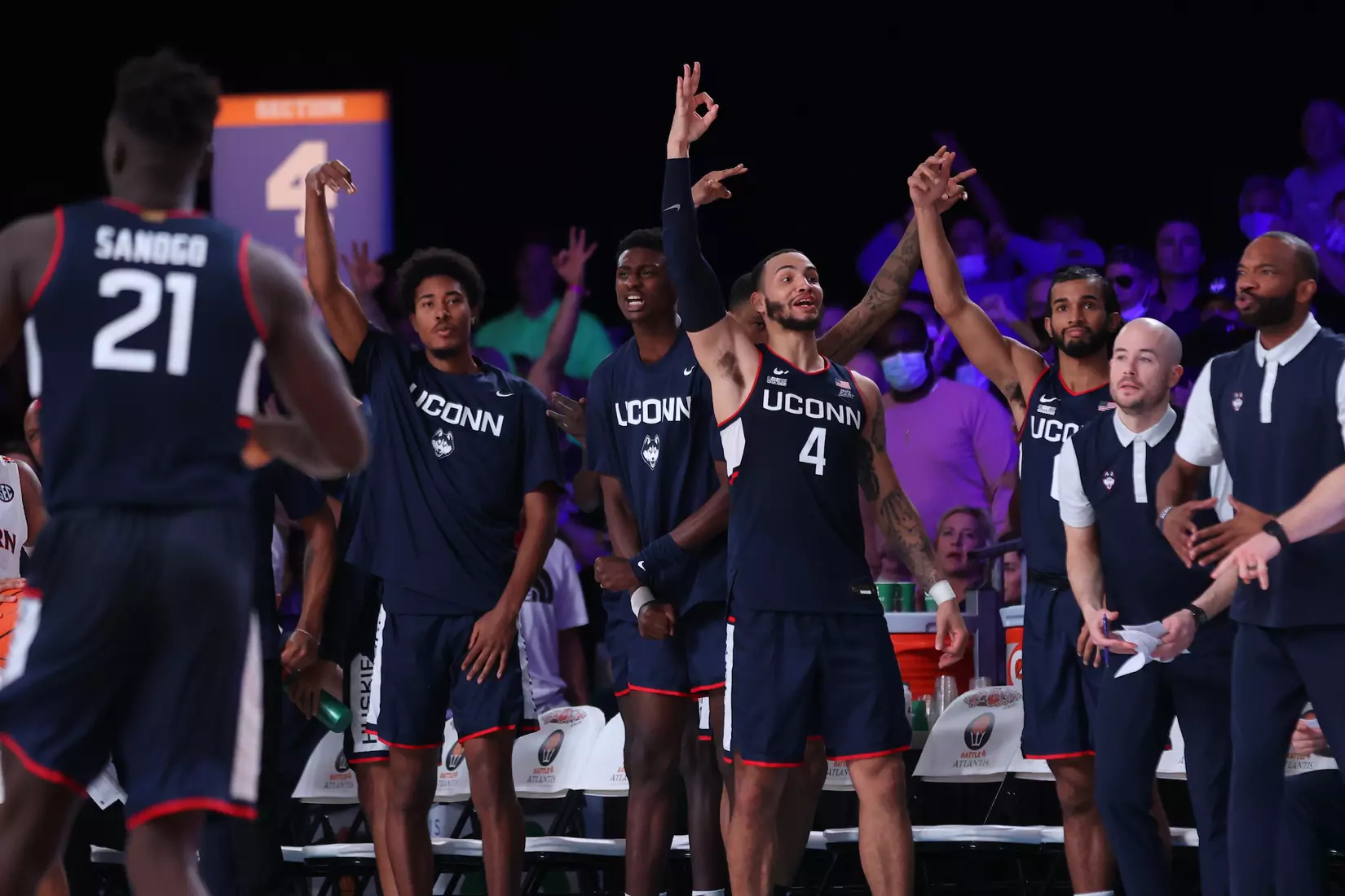 Connecticut Huskies at the Battle 4 Atlantis Wednesday, November 24, 2021 at Atlantis, Paradise Island in the Bahamas. (Photo by Tim Aylen)