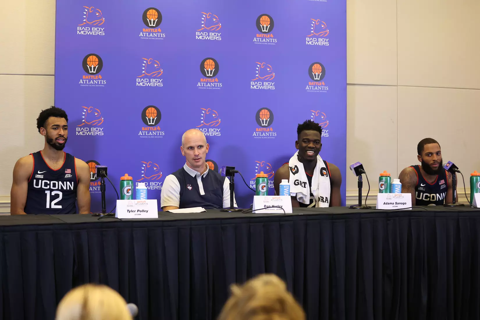 Connecticut Huskies press conference at the Battle 4 Atlantis Wednesday, November 24, 2021 at Atlantis, Paradise Island in the Bahamas. (Photo by Tim Aylen)