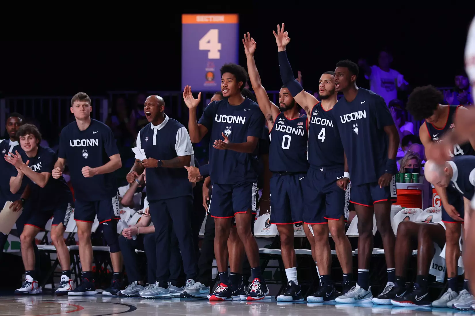 Connecticut Huskies at the Battle 4 Atlantis Wednesday, November 24, 2021 at Atlantis, Paradise Island in the Bahamas. (Photo by Tim Aylen)