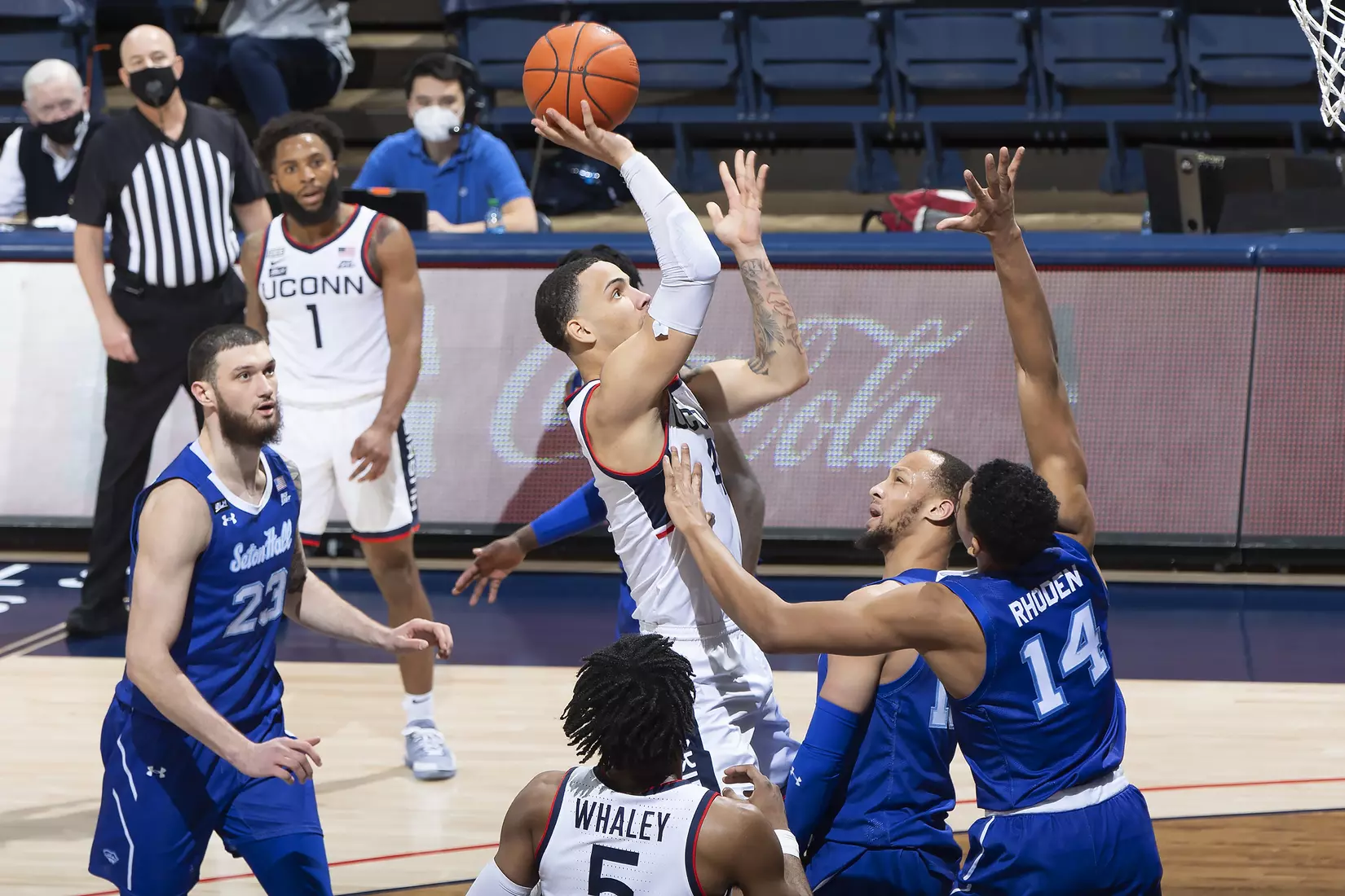 Tyrese Martin shoots a floater against Seton Hall on February 6, 2021.