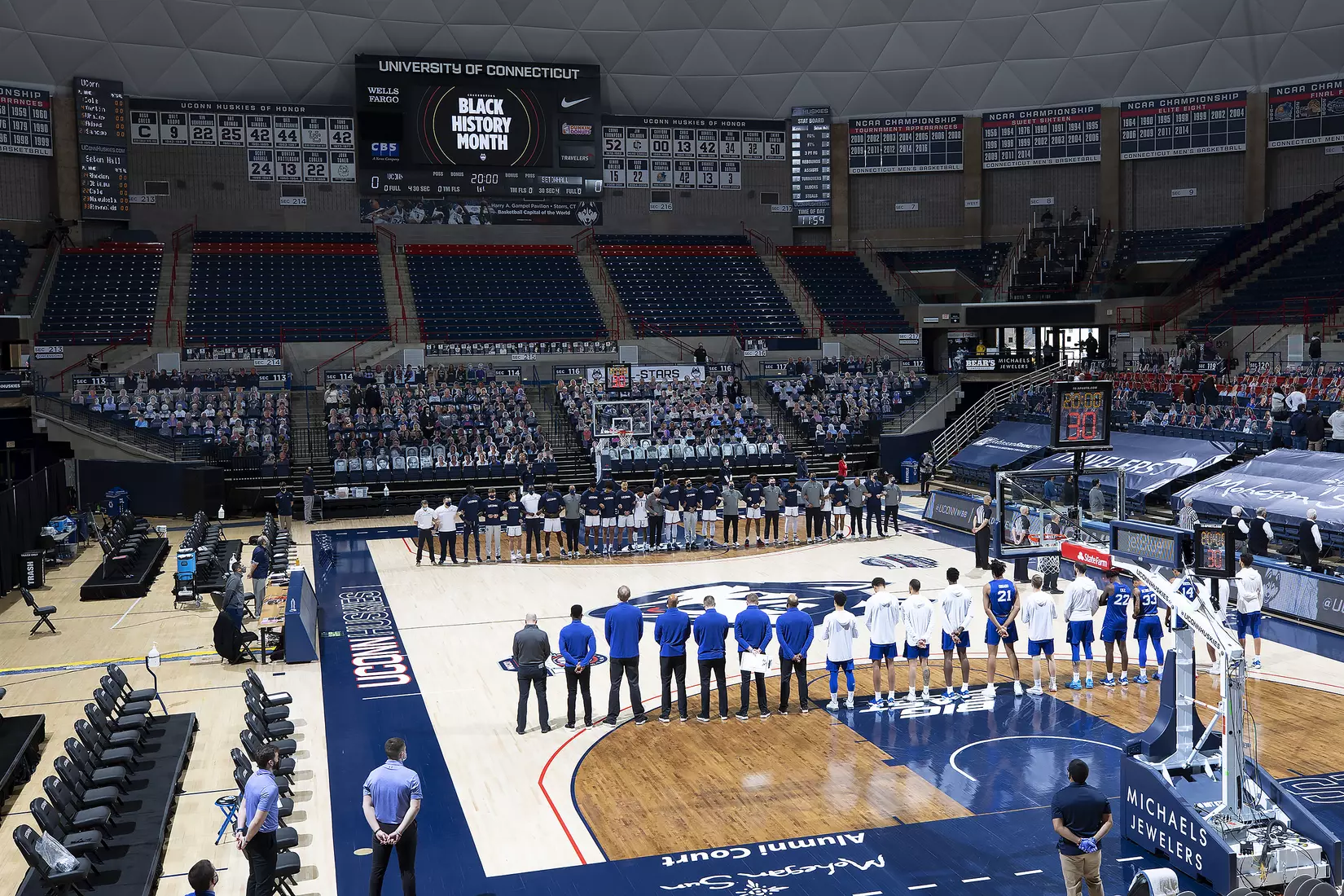 The scene at Gampel Pavilion prior to the game against Seton Hall on February 6, 2021.